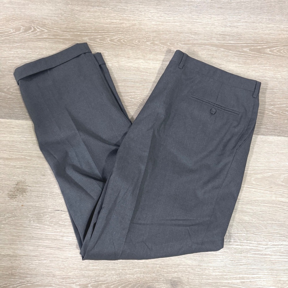 Santorelli Dress Pants Mens 42 Grey Super 120s Wool Pleated Cuffed Italy